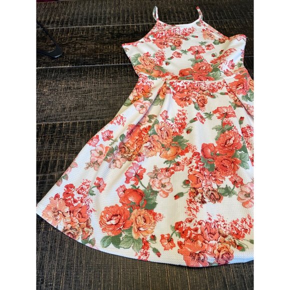 Haute Mode Size M Floral Flower Dress Pull On Pleated Skirt Sleeveless Summer - Picture 15 of 16